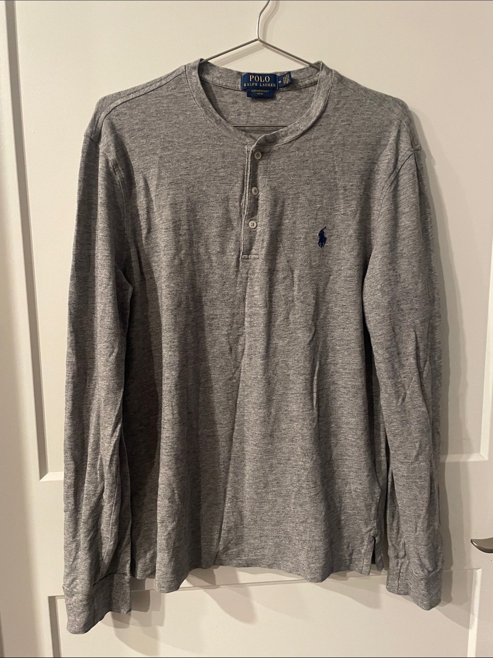 Polo by Ralph Lauren Heather Gray Long-Sleeve Henley with Navy Pony
